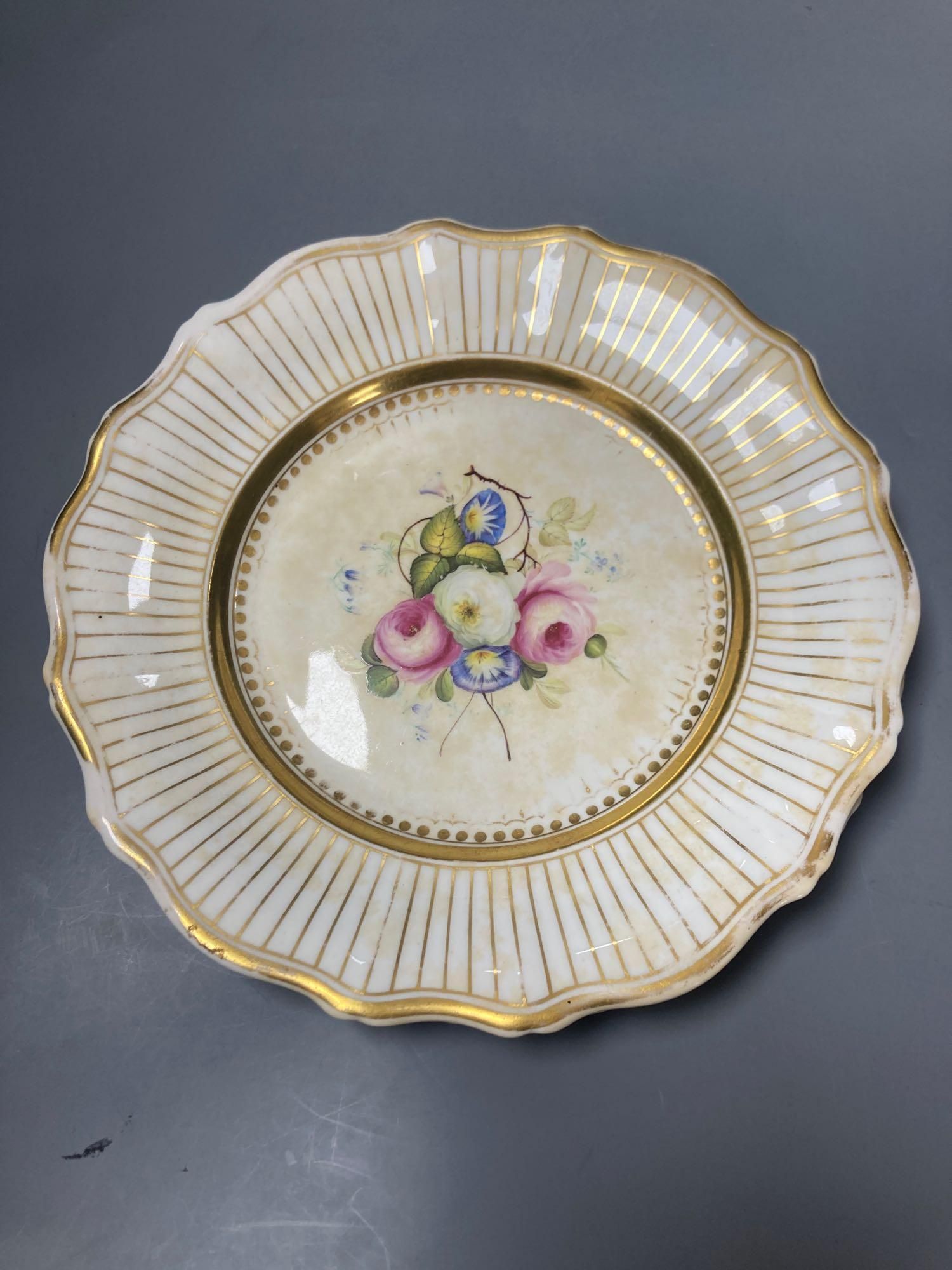 Nine 19th century English and Continental porcelain dessert dishes